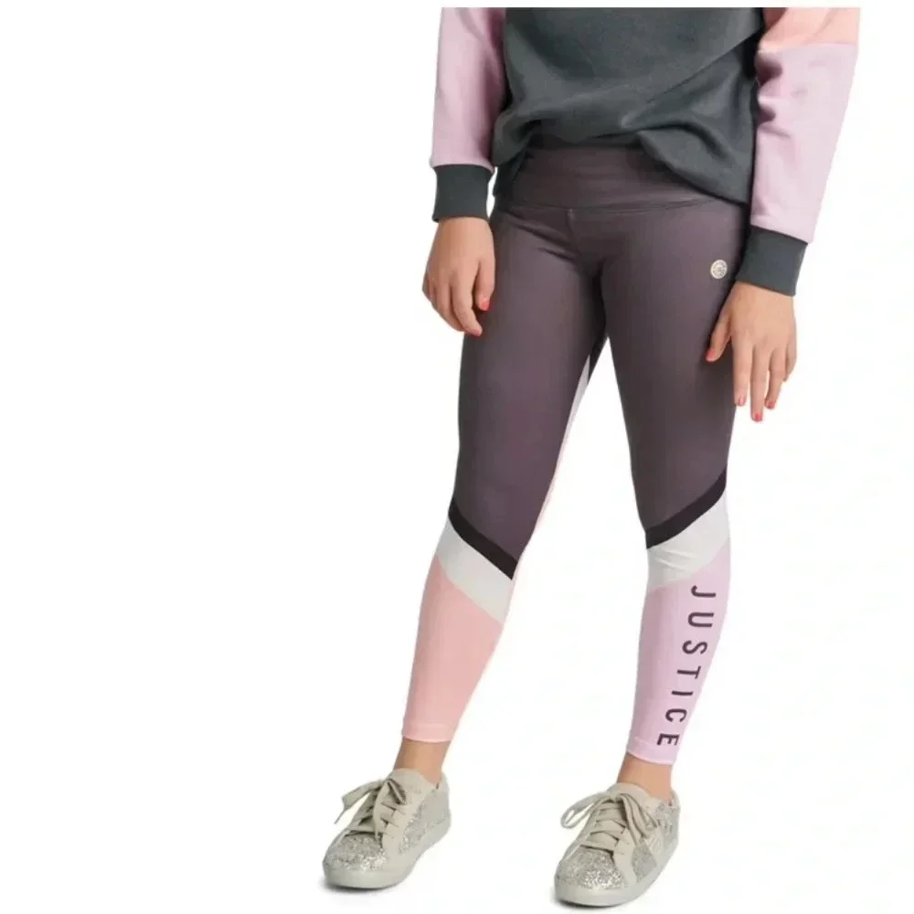 Justice Ankle Girls Collection X Color-blocked Leggings Size Medium (10) Coal